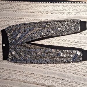 XHilaration Silver Sequin Black Jogging Yoga Stretch Pants Leggings